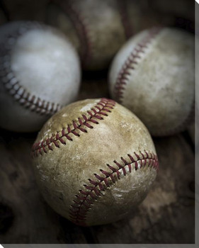 Old Baseball Wrapped Canvas Giclee Art Print Wall Art