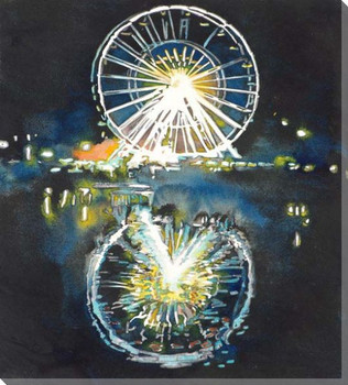 Night Ferris Wheel Wrapped Canvas Giclee Art Print Wall Art