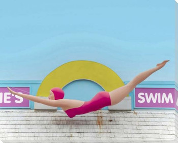 Diving Lady Wrapped Canvas Giclee Art Print Wall Art