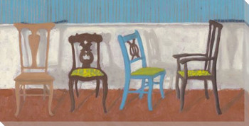 Quartet with Conversation Four Chairs Wrapped Canvas Giclee Art Print