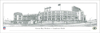Green Bay Packers Lambeau Field Sketch Art Panoramic Art Print