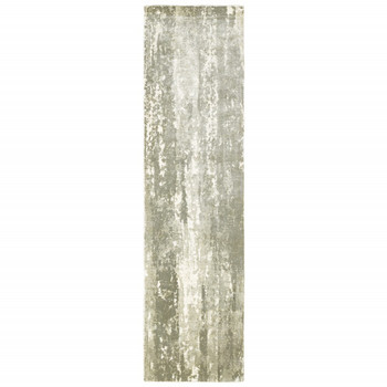 2' x 10' Gray and Ivory Abstract Splash Indoor Runner Rug