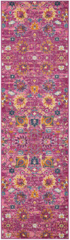 2' x 10' Pink Floral Power Loom Runner Rug