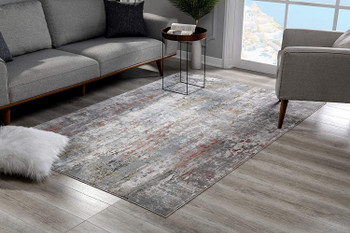 2' x 10' Gray Abstract Pattern Runner Rug