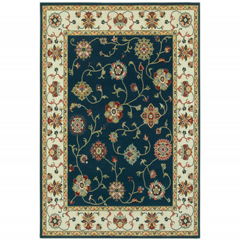 2' x 3' Navy & Ivory Oriental Power Loom Stain Resistant Area Rug