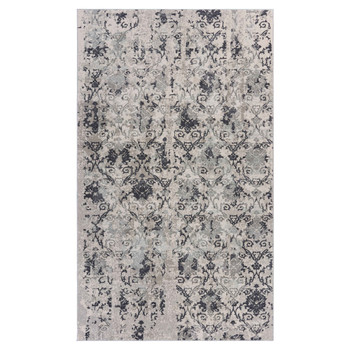 2' x 3' Cream and Gray Damask Stain Resistant Area Rug