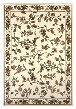 2' x 3' Ivory Machine Woven Floral Vines Accent Rug