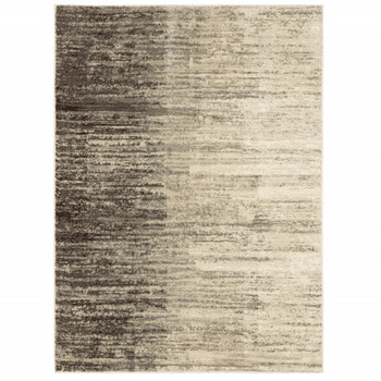 2' x 3' Beige and Grey Abstract Power Loom Stain Resistant Area Rug