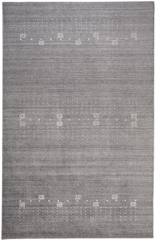 2' x 3' Gray and Ivory Wool Hand Knotted Stain Resistant Area Rug