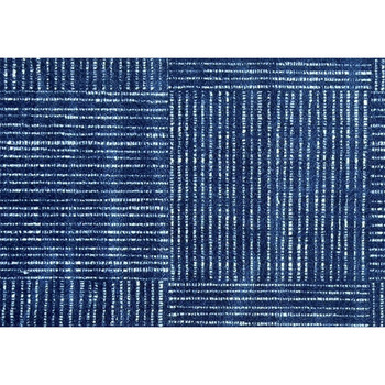 2' x 3' Navy Blue Striped Washable Area Rug with UV Protection