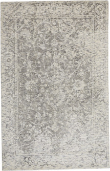 2' x 3' Ivory and Gray Abstract Hand Woven Area Rug