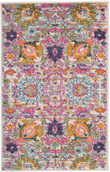 2' x 3' Silver Floral Power Loom Area Rug