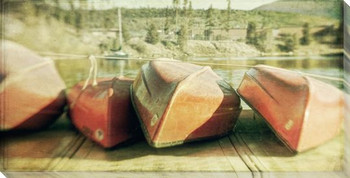 Boats in a Row Wrapped Canvas Giclee Print Wall Art
