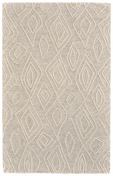 2' x 3' Tan and Ivory Wool Geometric Tufted Handmade Stain Resistant Area Rug