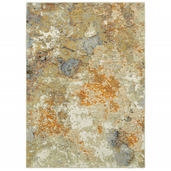 2' x 3' Modern Abstract Gold and Beige Indoor Scatter Rug