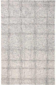 2' x 3' Ivory and Gray Wool Plaid Tufted Handmade Stain Resistant Area Rug