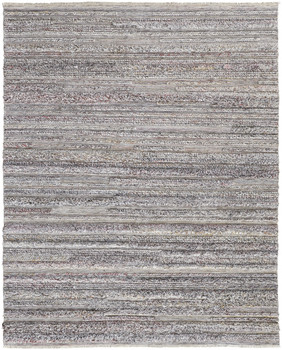 2' x 3' Taupe Ivory and Red Striped Hand Woven Stain Resistant Area Rug
