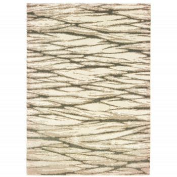2' x 3' Ivory Sand and Ash Abstract Power Loom Stain Resistant Area Rug