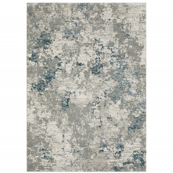 2' x 3' Blue Beige and Teal Abstract Power Loom Stain Resistant Area Rug