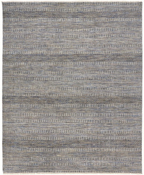 2' x 3' Silver Striped Wool Hand Knotted Area Rug