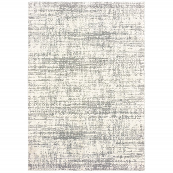 2' x 3' Ivory and Gray Abstract Strokes Scatter Rug