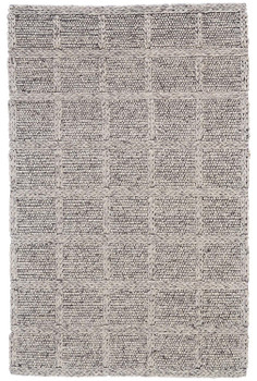 2' x 3' Ivory Gray and Black Wool Plaid Hand Woven Stain Resistant Area Rug