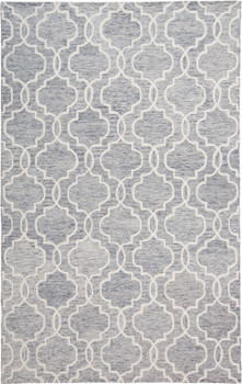 2' x 3' Blue Gray and Ivory Wool Geometric Tufted Handmade Stain Resistant Area Rug