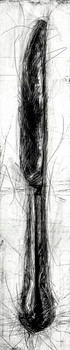 Sketched Tableware 2 Knife Wrapped Canvas Giclee Art Print Wall Art