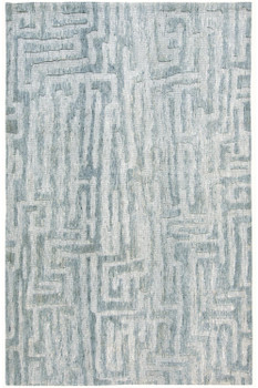 2' x 3' Blue Ivory and Gray Geometric Distressed Stain Resistant Area Rug