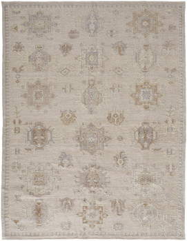 2' x 3' Tan and Brown Floral Hand Knotted Stain Resistant Area Rug