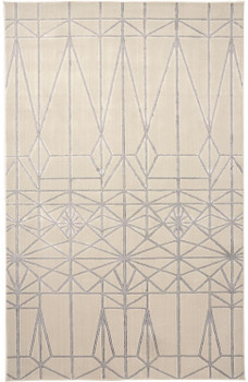 2' x 3' White Silver and Gray Geometric Stain Resistant Area Rug
