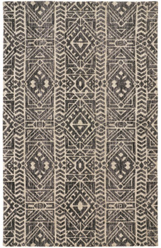 2' x 3' Gray Black and Ivory Striped Stain Resistant Area Rug