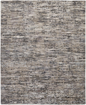 2' x 3' Gray Blue and Silver Wool Abstract Hand Knotted Area Rug