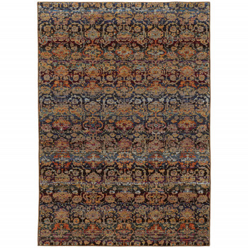 2' x 3' Multi and Blue Abstract Power Loom Stain Resistant Area Rug