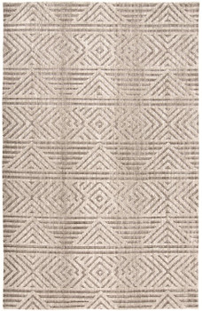 2' x 3' Tan Ivory and Brown Geometric Stain Resistant Area Rug