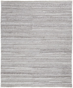 2' x 3' Ivory and Taupe Striped Hand Woven Stain Resistant Area Rug