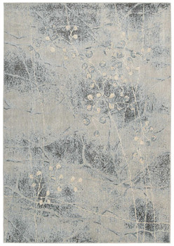 2' x 3' Blue Floral Power Loom Area Rug