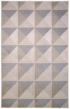 2' x 3' Beige Gray and Ivory Geometric Stain Resistant Area Rug