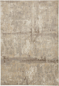 2' x 3' Tan Ivory & Brown Abstract Area Rug
