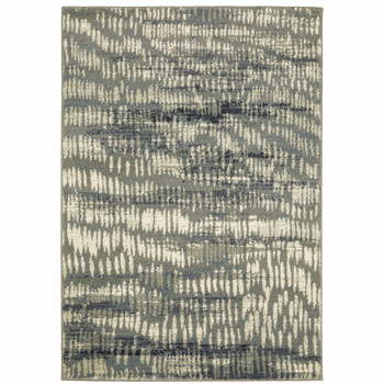 2' x 3' Grey Beige Blue and Light Blue Abstract Power Loom Stain Resistant Area Rug