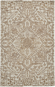 2' x 3' Ivory and Brown Wool Floral Tufted Handmade Stain Resistant Area Rug