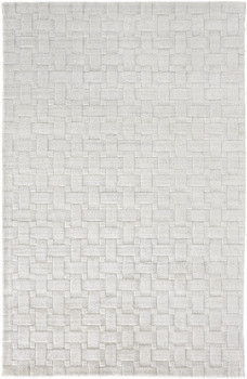 2' x 3' White & Silver Striped Hand Woven Area Rug