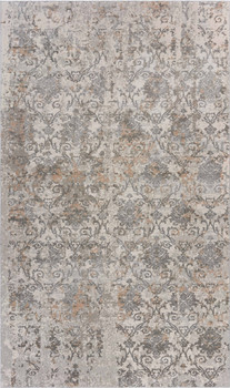 2' x 3' Cream Abstract Distressed Polyester Area Rug