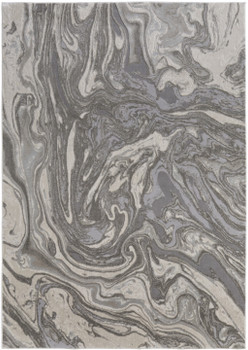 2' x 3' Gray Ivory & Silver Abstract Stain Resistant Area Rug