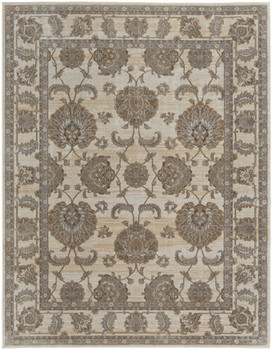 2' x 3' Tan Ivory and Brown Power Loom Area Rug