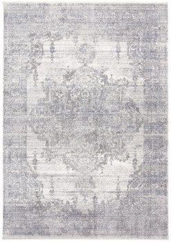 2' x 3' Gray Ivory and Taupe Abstract Distressed Area Rug with Fringe