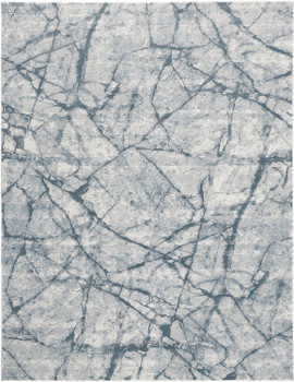 2' x 3' Blue Gray and Ivory Abstract Distressed Stain Resistant Area Rug