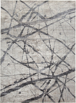 2' x 3' Taupe Gray and Ivory Abstract Stain Resistant Area Rug