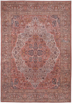 2' x 3' Red Tan and Pink Floral Power Loom Area Rug