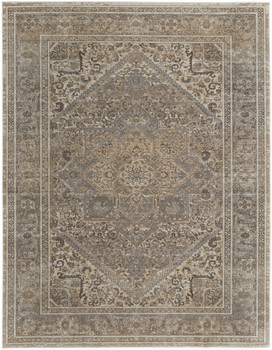2' x 3' Tan Brown and Ivory Floral Power Loom Distressed Area Rug